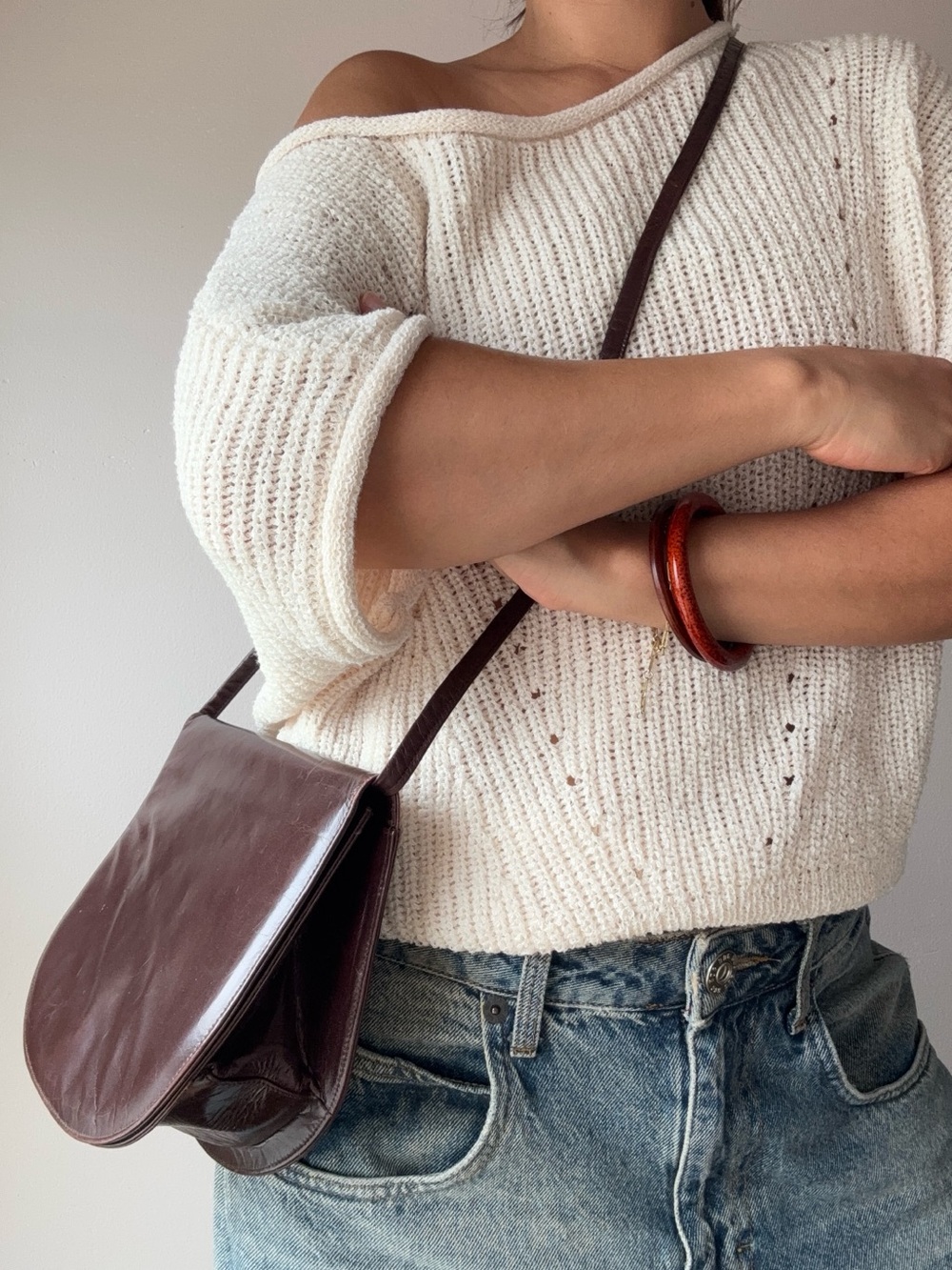 Vintage Stuart Weitzman Brown Leather Crossbody Bag - Picture 3 of 9